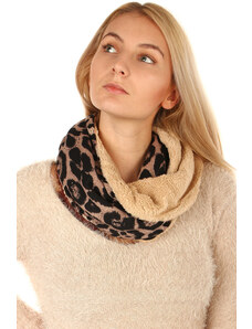 Glara Women's tunnel scarf animal pattern and fur