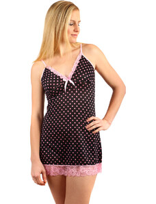 Glara Women's nightie with polka dots and lace