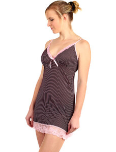 Glara Striped nightie with lace