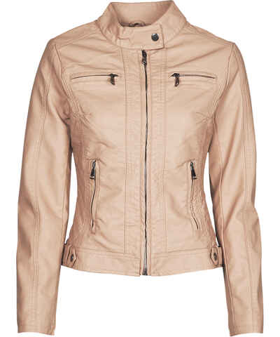 VILA Mujer NOOS Chaqueta acolchada con cuello alto y 2 bolsillos beige