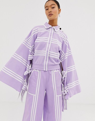 Kimono mezcla de rayas brillo violeta adidas x Ji Won Choi - GLAMI.es