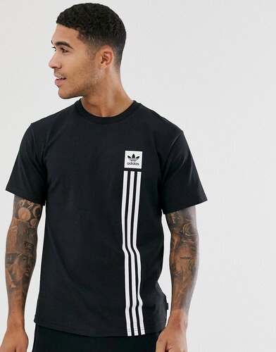 Camiseta negra 3 rayas y logo de adidas Skateboarding - GLAMI.es