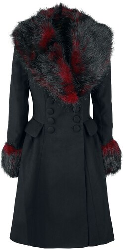 Hell Bunny - Noir Coat - Abrigo de Invierno - negro/rojo