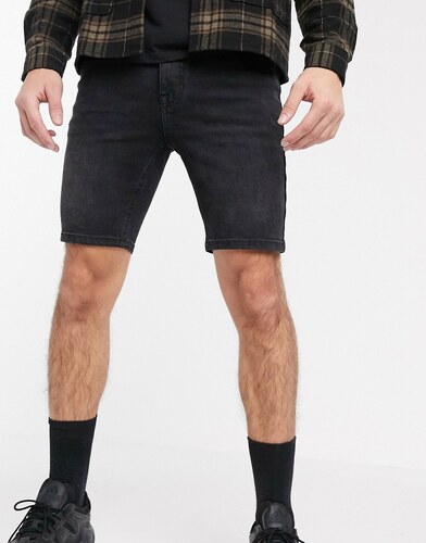 Pantalones Vaqueros Cortos Ajustados Muy Elasticos En Negro Desgastado De Asos Design Glami Es