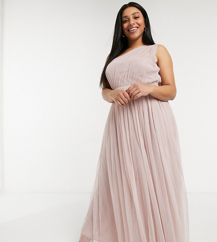 Anaya Plus Vestido largo rosa asimétrico de tul para dama de honor Anaya  With Love Plus 