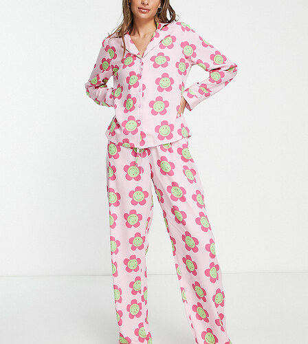 Mujer Ropa de Ropa para dormir de Pijamas violeta de ASOS de color Rosa Top de pijama de manga larga de algodón mix & match de 