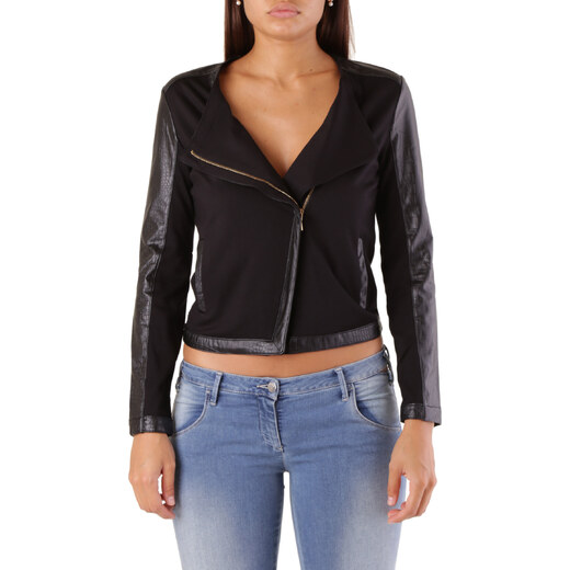 Chaqueta de cuero para mujer negra OZONEE JS/11Z8039