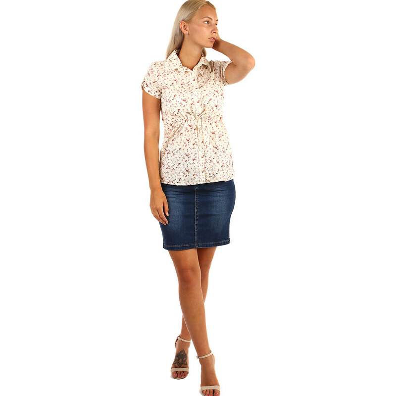 Glara Women's cotton short-sleeved cotton blouse