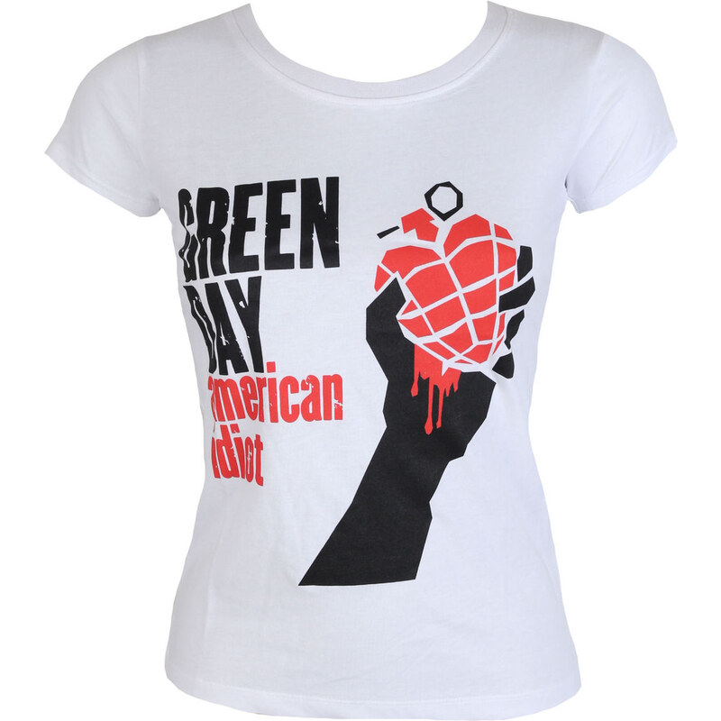Camiseta metalica De las mujeres Green Day - idiota americano - ROCK OFF - GDTSW12LW
