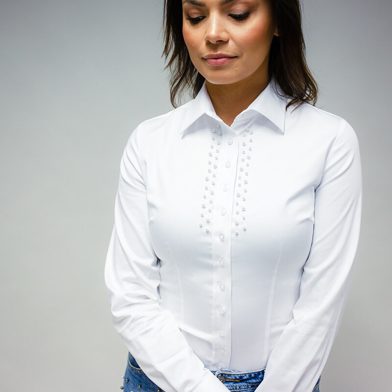 Camisa blanca con perlas sale