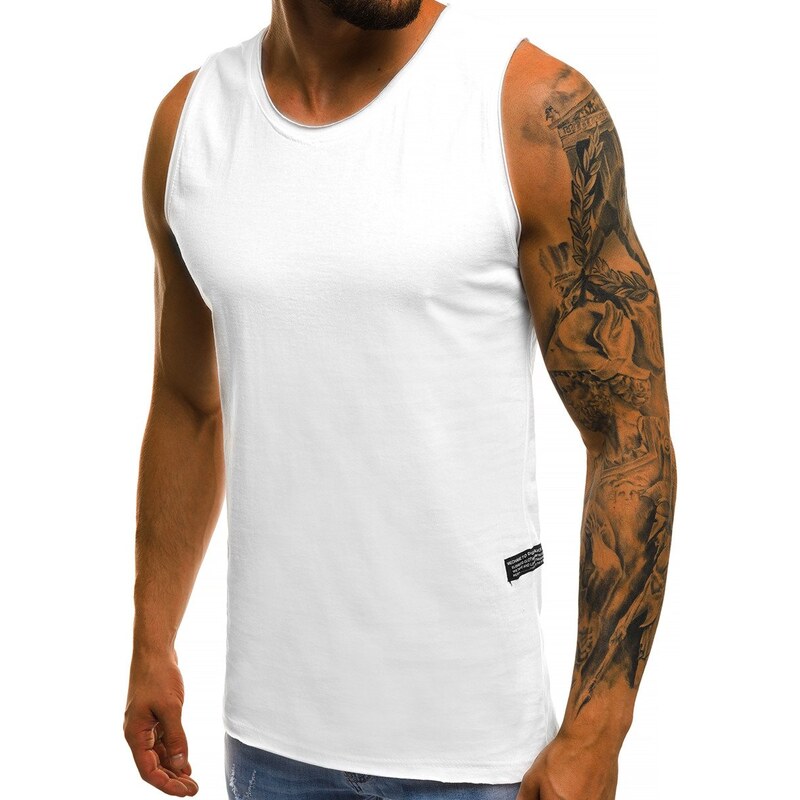 OZONEE O/1205 Camiseta sin mangas de hombre blanca