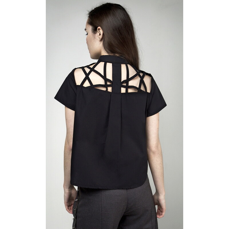 Camisa de mujer DISTURBIA - cultivo abstracto - Negro - SS1824B