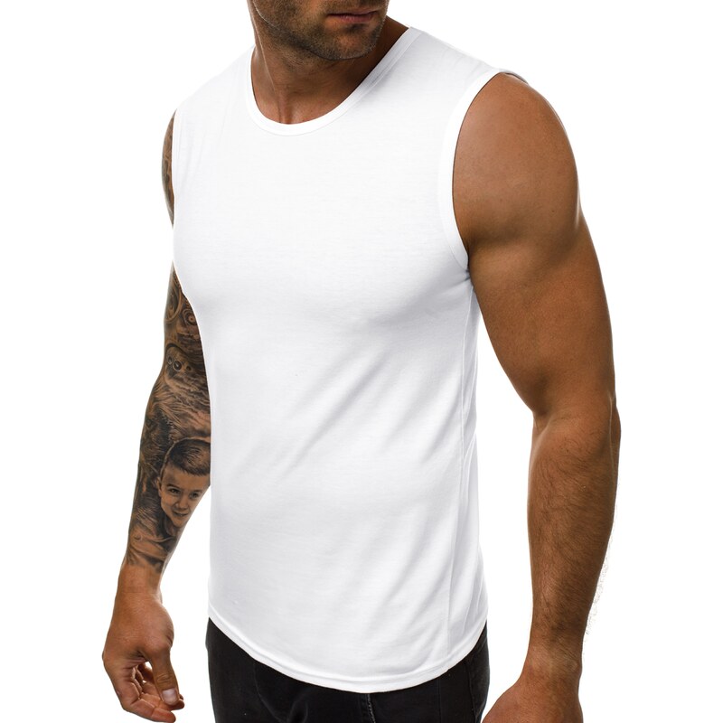 Camiseta sin mangas de hombre blanco OZONEE JS/99001