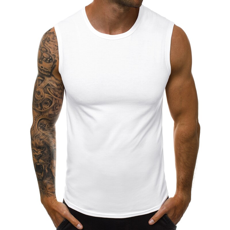 Camiseta sin mangas de hombre blanco OZONEE JS/99001