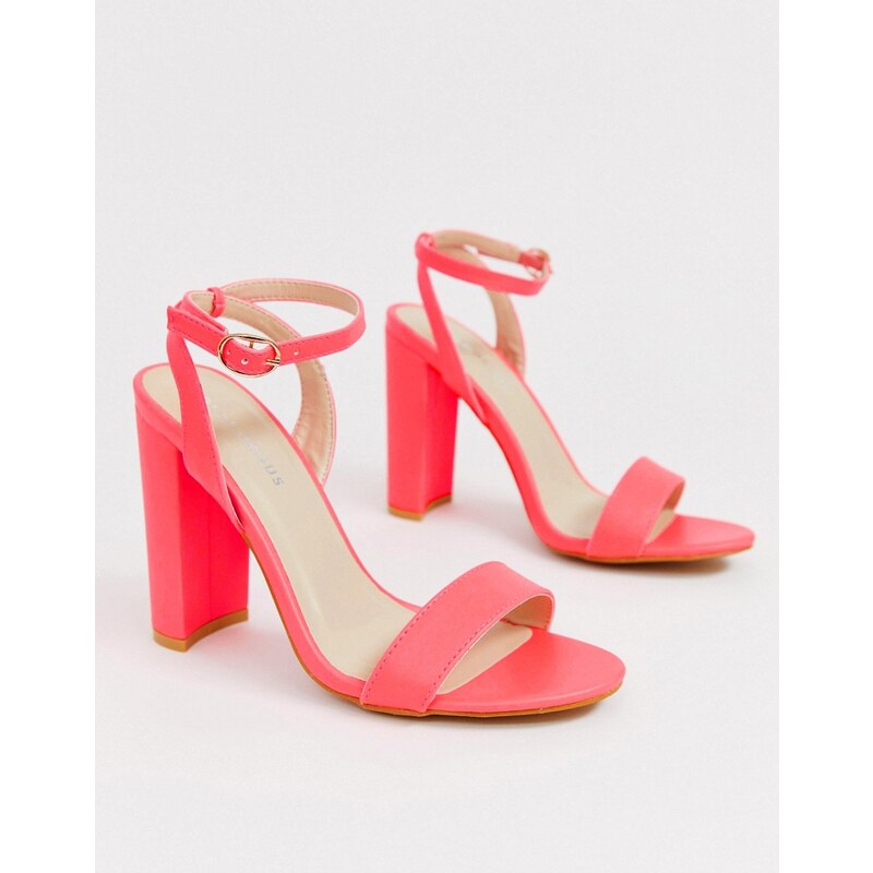 Sandalias de tac n cuadrado con dise o minimalista en rosa ne n de