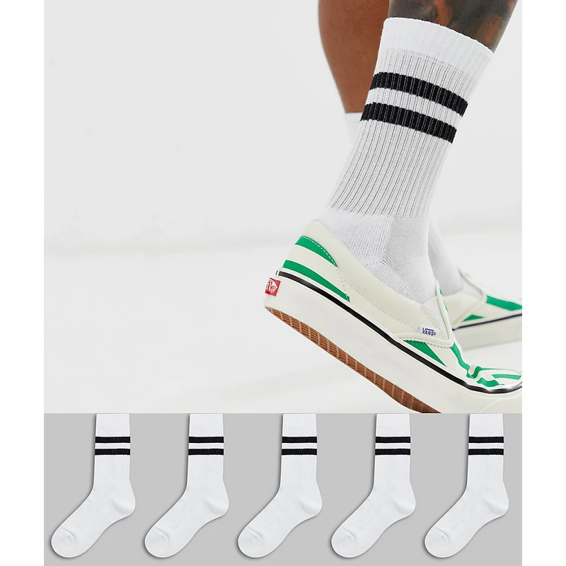 Pack de 5 de calcetines deportivos blancos con rayas negras de ASOS DESIGN, ahorra -