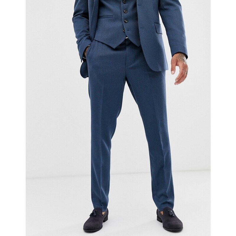 Pantalones de traje ajustados de sarga en azul petr leo de ASOS