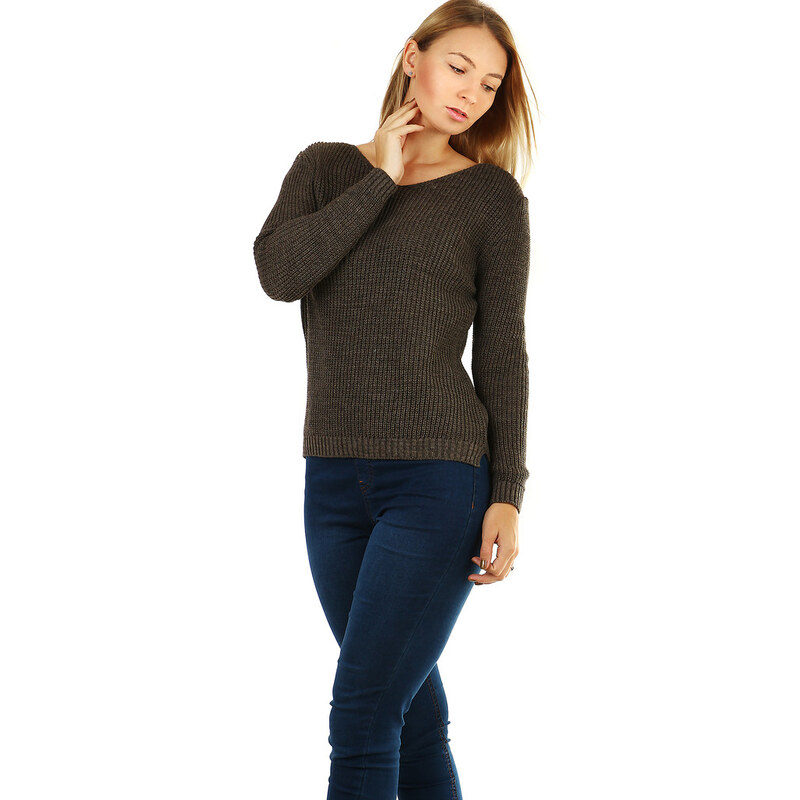 Glara Knitted women's sweater with cuts on the back