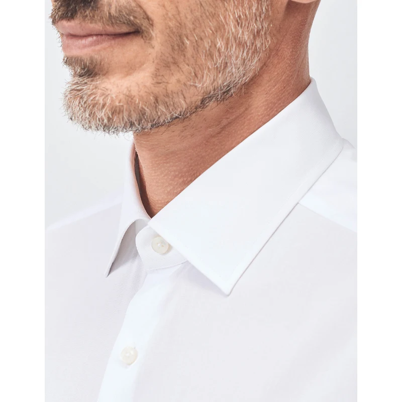 Camisa Cuello italiano Blanco Texturizado Liso Xacus de Algodón 37 › S - GLAMI.es
