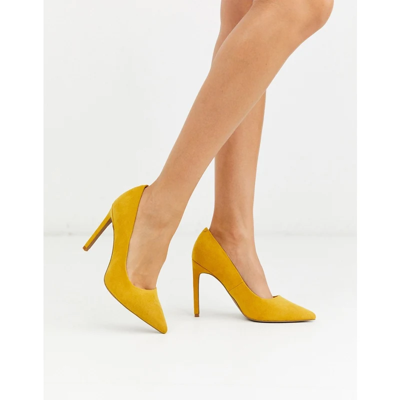 Zapatos de salón en punta con tacón en color mostaza Porto de DESIGN-Amarillo - GLAMI.es