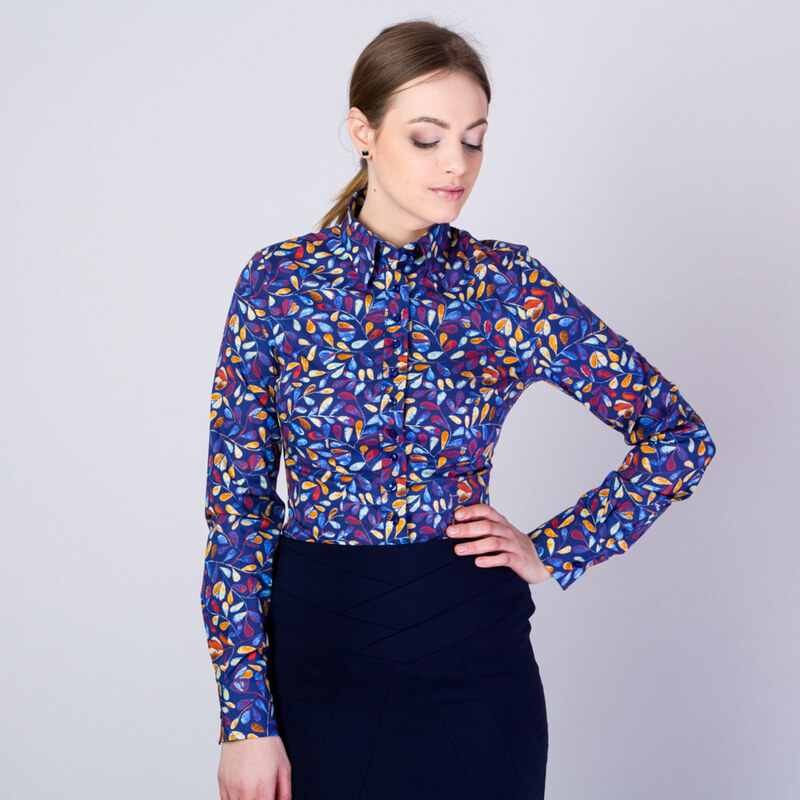 Willsoor Moderno camisa de mujer con colorido patrón de hojas 9575