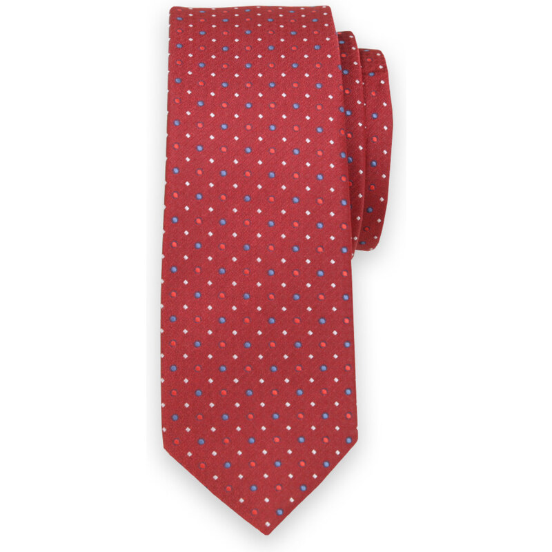 Willsoor Corbata angosta color rojo con colorido estampado 11130