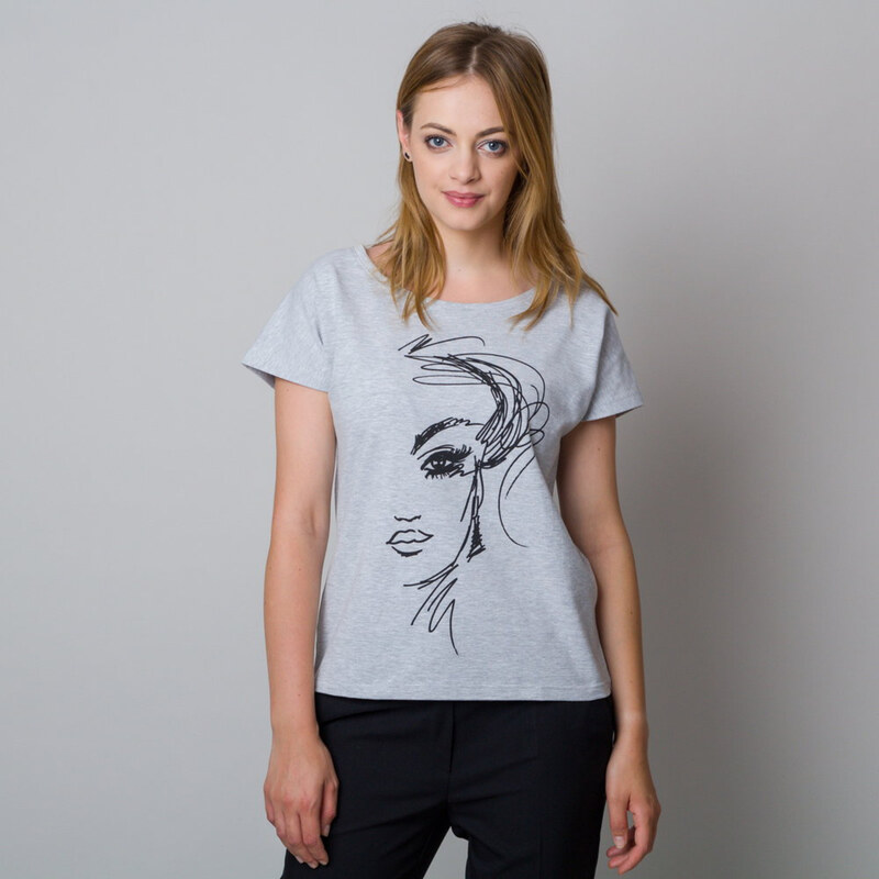 Willsoor Women's t-shirt in grey with black print 11944