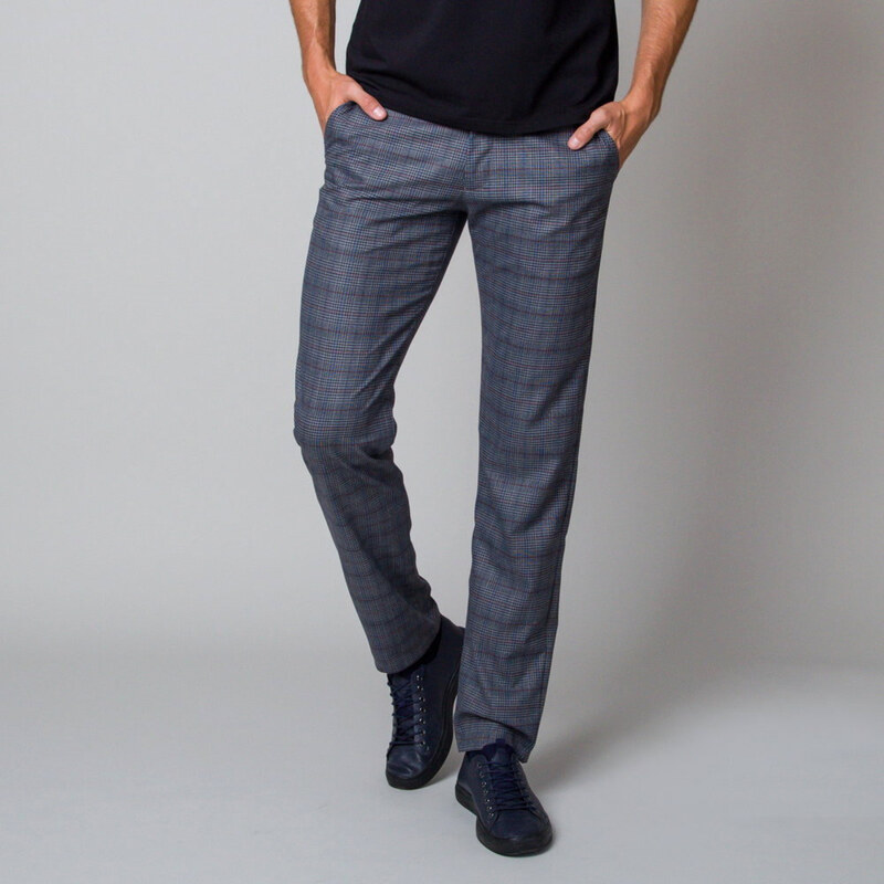 Willsoor Pantalones de hombre en un color gris con un estampado de patrón de cuadros 12189