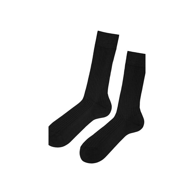 Calzedonia Calcetines Cortos Acanalados de Hombre en Hilo de Escocia Hombre  Negro Tamaño 42-43 