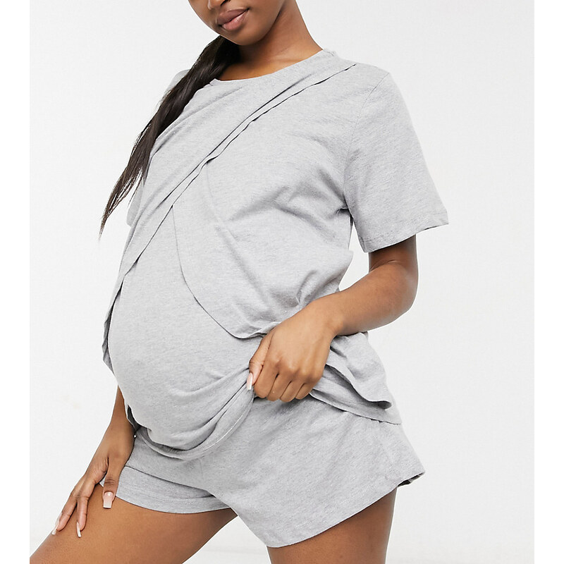 ASOS Maternity Pantalones cortos de pijama en color gris jaspeado Mix & Match de ASOS DESIGN Maternity