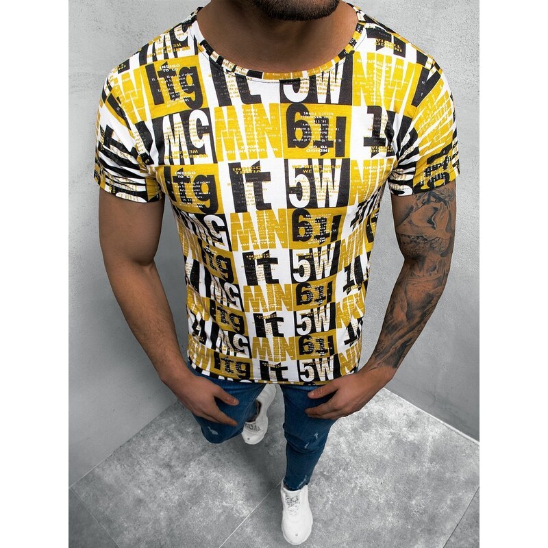 Camiseta de hombre de amarillo-negro OZONEE O/BL66