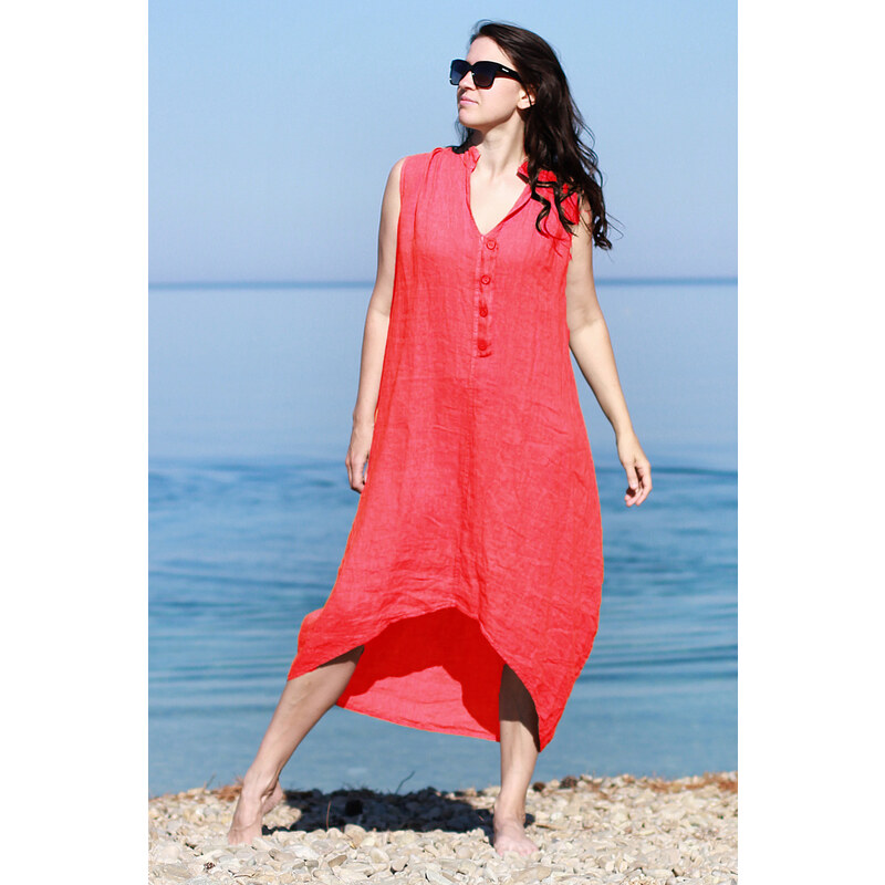 Glara Women's summer dress 100% linen