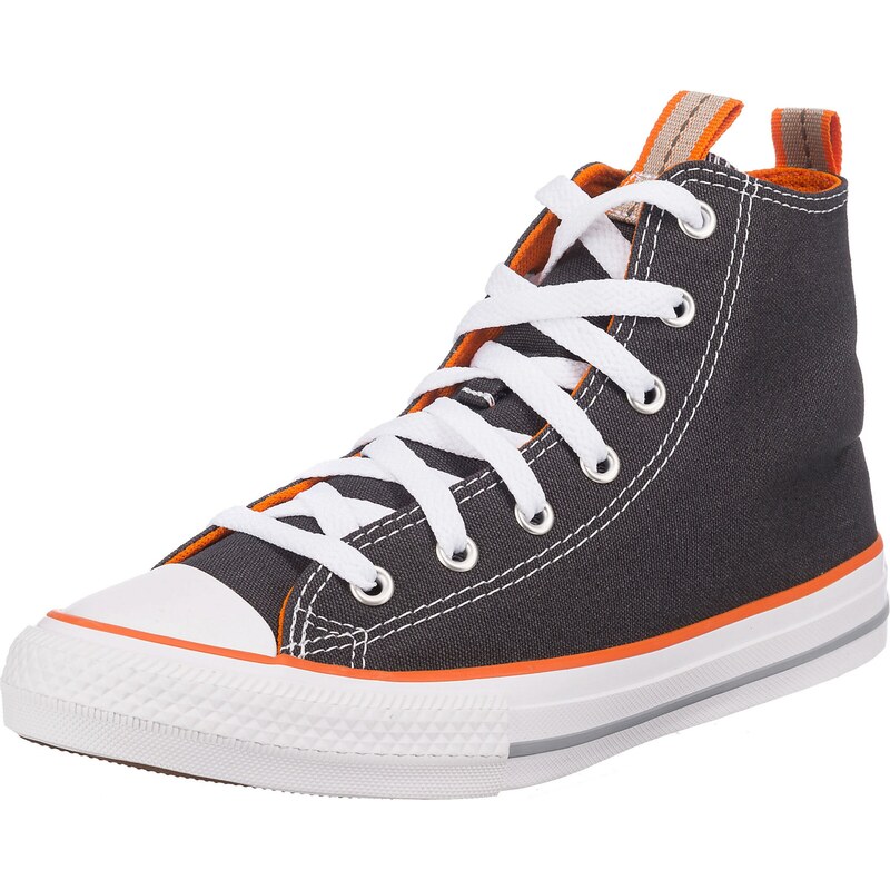 Converse grises shop con naranja