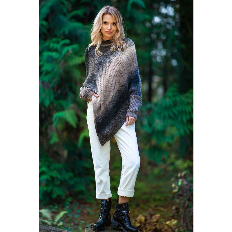 Glara Wool poncho sweater with long sleeves