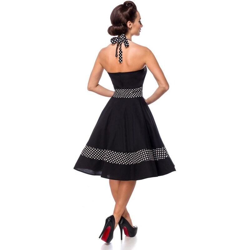 Glara Black retro dress with polka dots