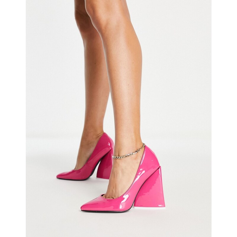 Zapatos rosa intenso con tacón de bloque llamativo de charol As I Am de EGO