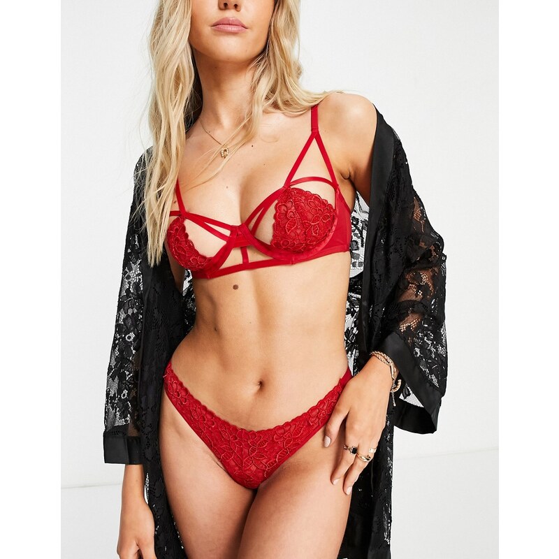 Scandale éco-lingerie Tanga rojo de encaje de guipur Éco-lingerie de Scandale