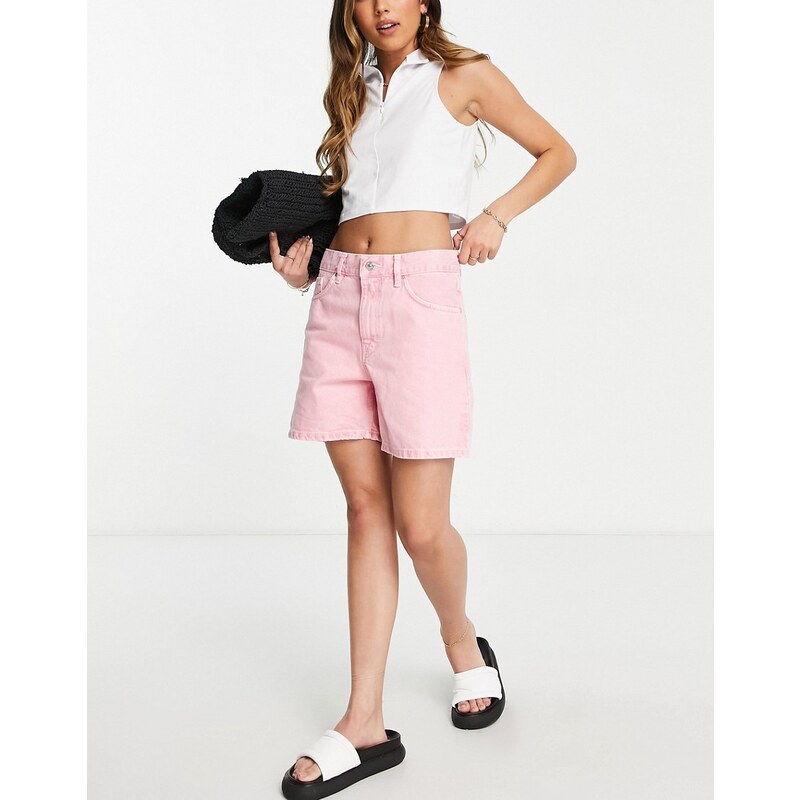 Pantalones cortos vaqueros rosa claro de estilo bermuda de Mango