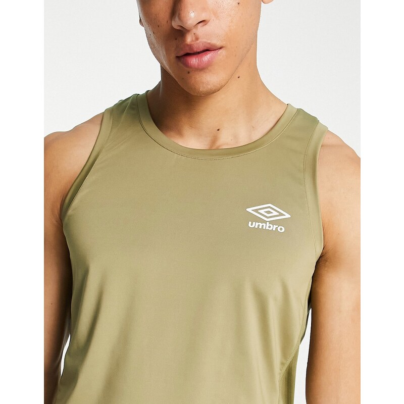 Camiseta caqui sin mangas con panel de malla Fitness de Umbro-Verde