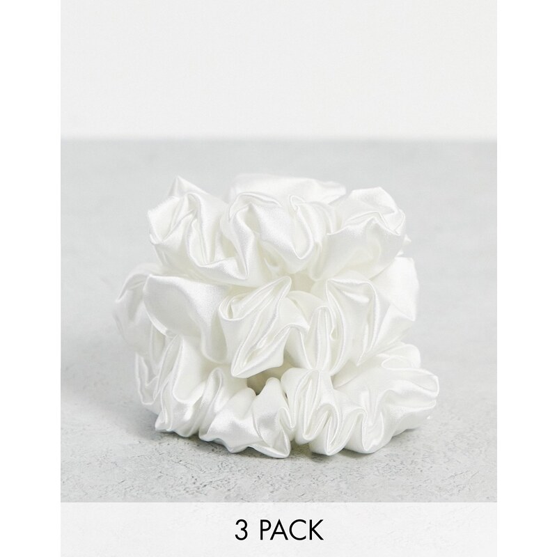 Pack de 3 coleteros abullonados medianos blancos clásicos de satén de Easilocks