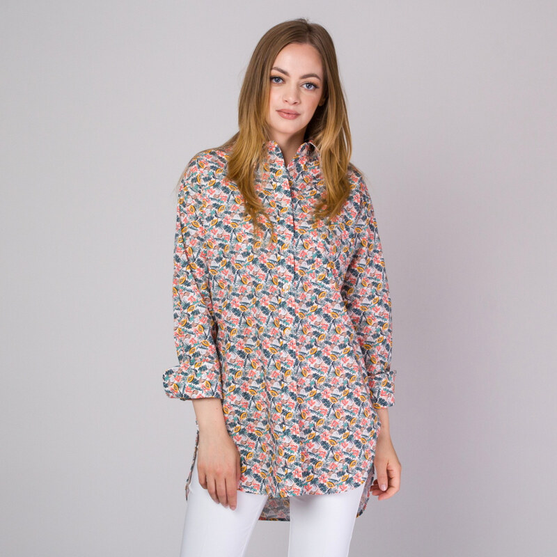 Willsoor Camisa extragrande para mujer de estampado floral de colores 14268