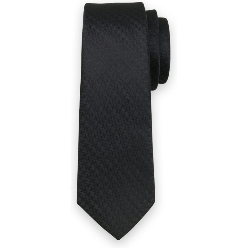 Willsoor Corbata negra estrecha de hombre con delicado patrón 13469