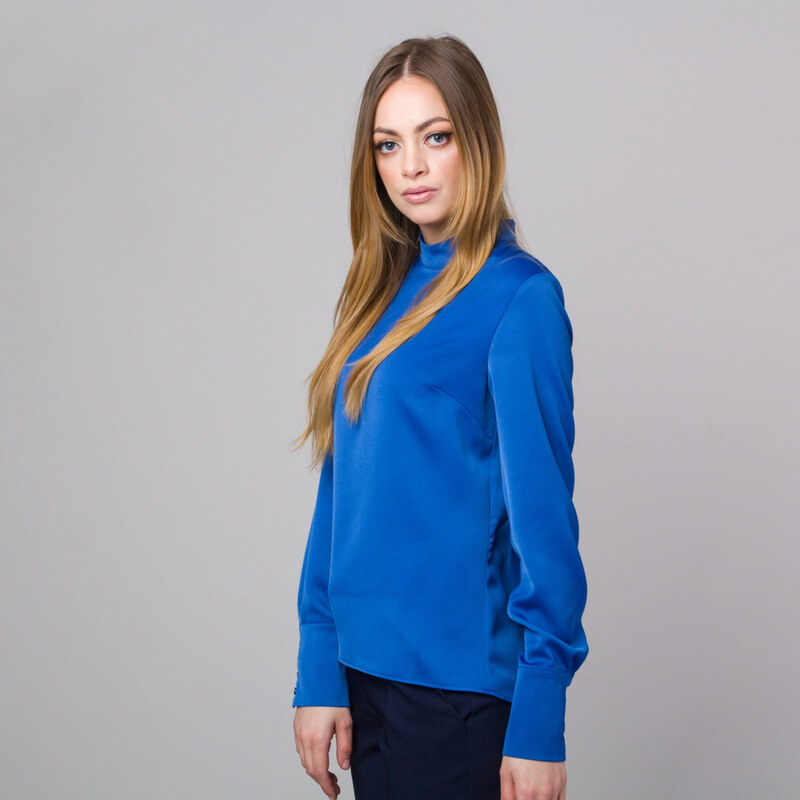 Willsoor Blusa para mujeres en color azul con un patrón suave 13688