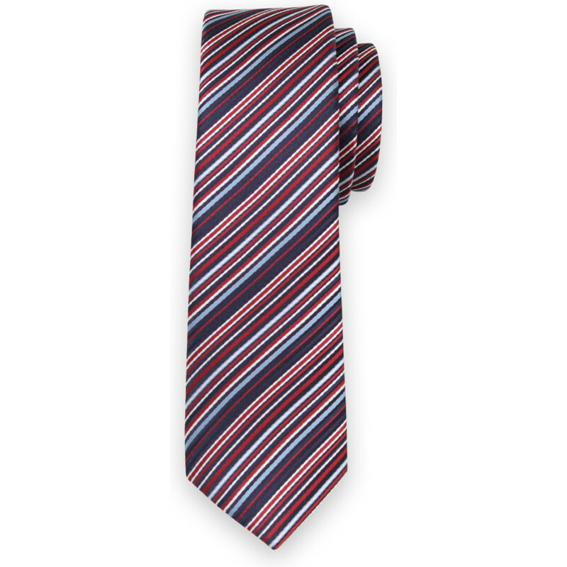 Willsoor Corbata delgada de hombre con rayas rojas, blancas y azules 13502