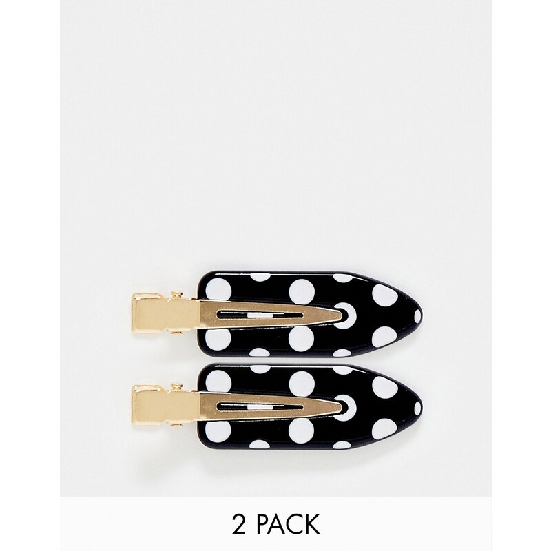Pack de 2 pasadores para el cabello con estampado de lunares Smooth Styling de Easilocks-Negro