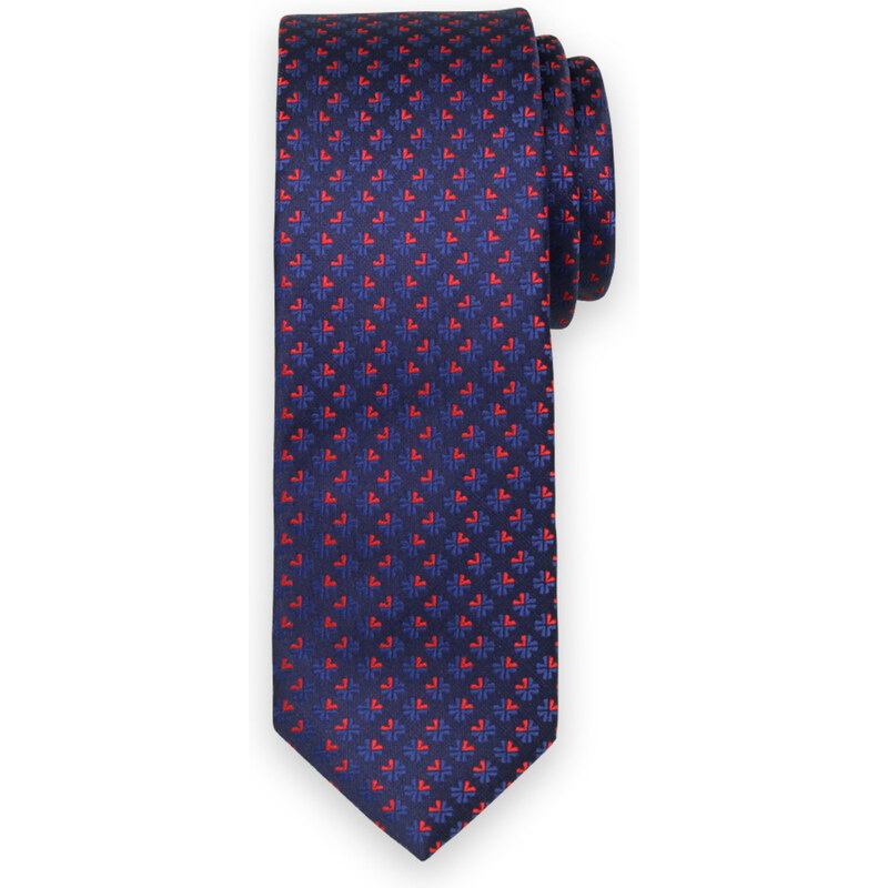 Willsoor Corbata delgada para hombre en color azul oscuro con estampado geométrico 14520
