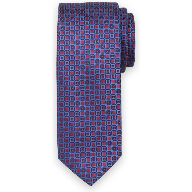 Willsoor Corbata delgada para hombre en color azul oscuro con estampado geométrico 14521