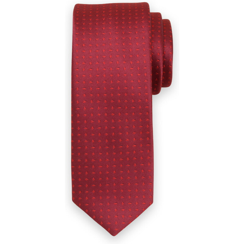 Willsoor Corbata delgada para hombre en color rojo oscuro con estampado sutil 14536