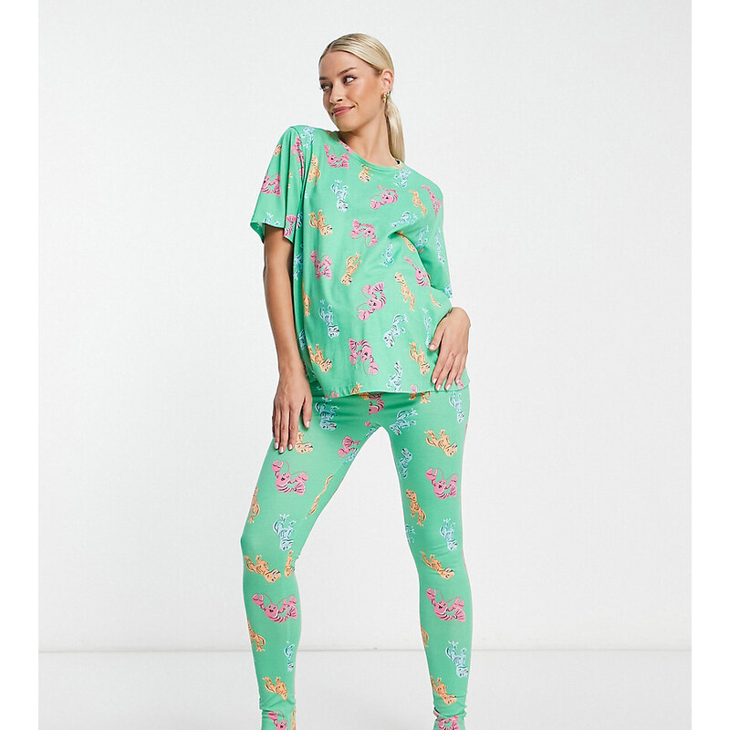 ASOS Maternity Pijama verde de camiseta extragrande y leggings con estampado de langostas y dinosaurios de ASOS DESIGN Maternity-Morado