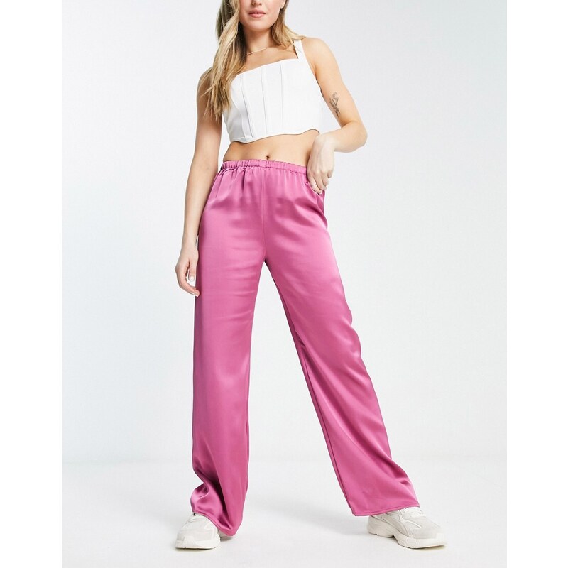 Pantalones rosas holgados de pernera recta de Urban Revivo